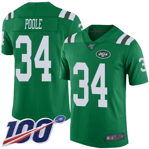 New York Jets Limited Green Youth Brian Poole Jersey NFL Football #34 100th Season Rush Vapor Untouchable->->Youth Jersey